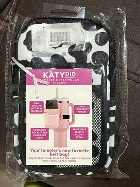 Katydid Black and White Neoprene Tumbler Zipper Pouch Belt Bag